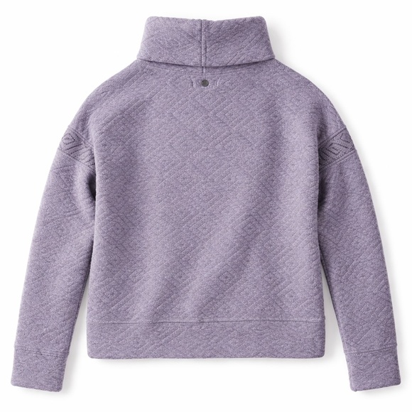 prAna Crestland Sweater Wool Cowl Neck Pullover Cozy Sweatshirt Winter Purple M - Picture 3 of 5